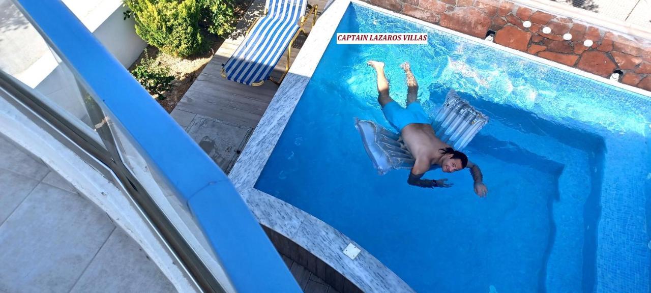 Located By The Sea One Beachfront Private Captain Lazaros Pool Villa With Loft In 750Sqm Spacious Private Plot-Jacuzzi-Sunrelax-Furnished Terace-Gazebo-Private Parking,Sleep 3 Adults And 2 Children, Just Steps From The Black Beach-Seaview 佩里萨 外观 照片