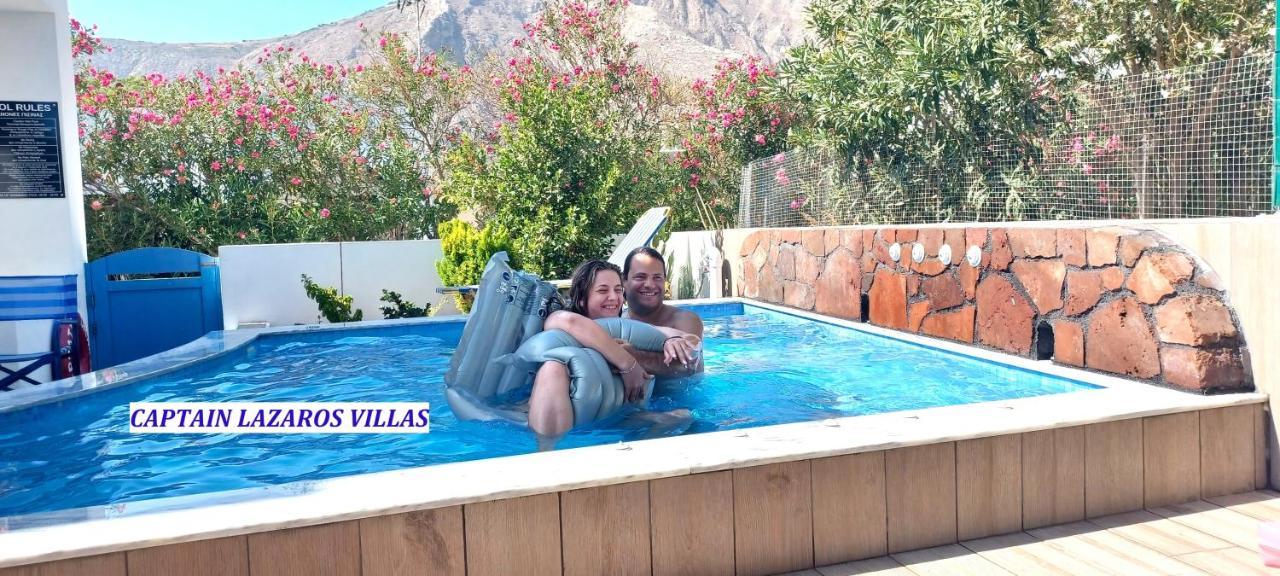 Located By The Sea One Beachfront Private Captain Lazaros Pool Villa With Loft In 750Sqm Spacious Private Plot-Jacuzzi-Sunrelax-Furnished Terace-Gazebo-Private Parking,Sleep 3 Adults And 2 Children, Just Steps From The Black Beach-Seaview 佩里萨 外观 照片