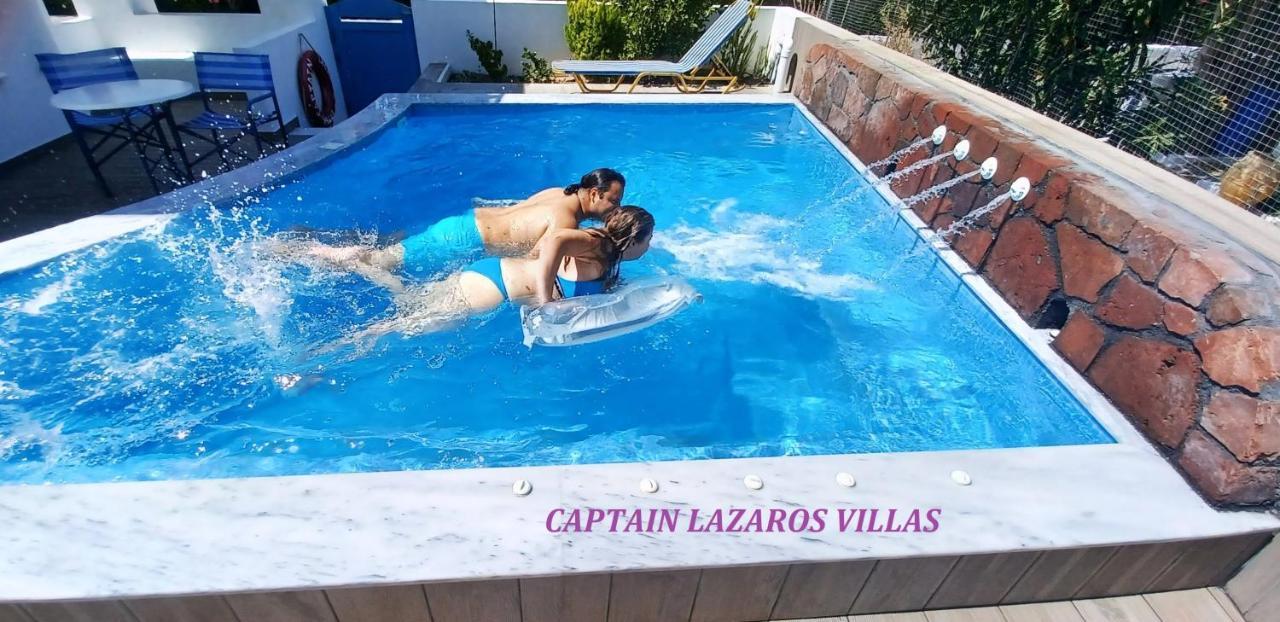 Located By The Sea One Beachfront Private Captain Lazaros Pool Villa With Loft In 750Sqm Spacious Private Plot-Jacuzzi-Sunrelax-Furnished Terace-Gazebo-Private Parking,Sleep 3 Adults And 2 Children, Just Steps From The Black Beach-Seaview 佩里萨 外观 照片