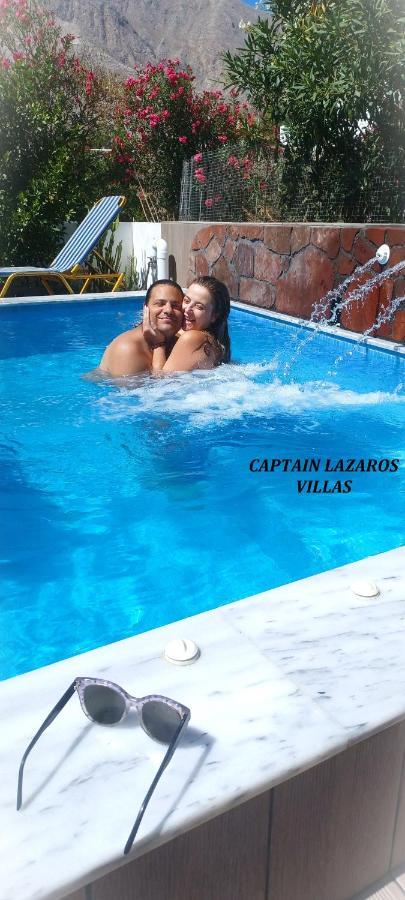 Located By The Sea One Beachfront Private Captain Lazaros Pool Villa With Loft In 750Sqm Spacious Private Plot-Jacuzzi-Sunrelax-Furnished Terace-Gazebo-Private Parking,Sleep 3 Adults And 2 Children, Just Steps From The Black Beach-Seaview 佩里萨 外观 照片