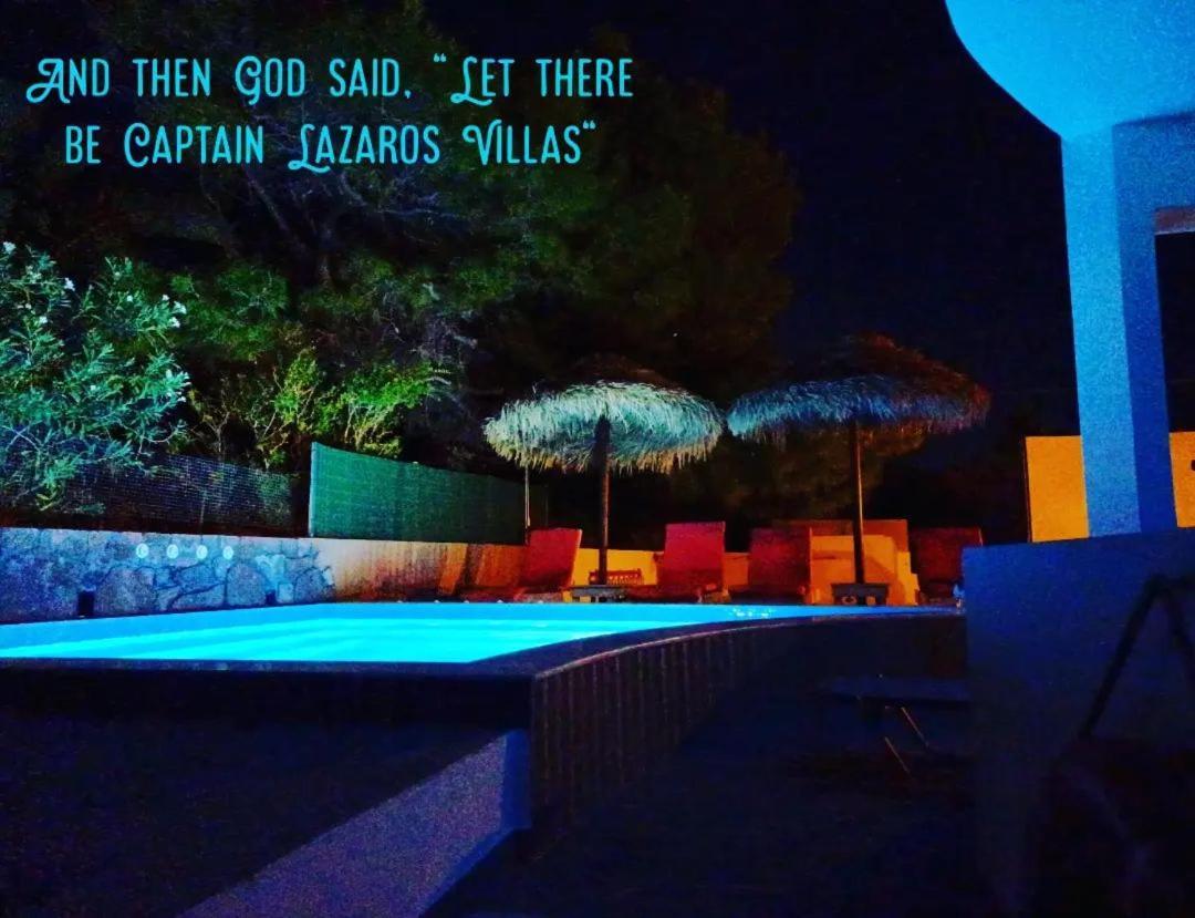 Located By The Sea One Beachfront Private Captain Lazaros Pool Villa With Loft In 750Sqm Spacious Private Plot-Jacuzzi-Sunrelax-Furnished Terace-Gazebo-Private Parking,Sleep 3 Adults And 2 Children, Just Steps From The Black Beach-Seaview 佩里萨 外观 照片