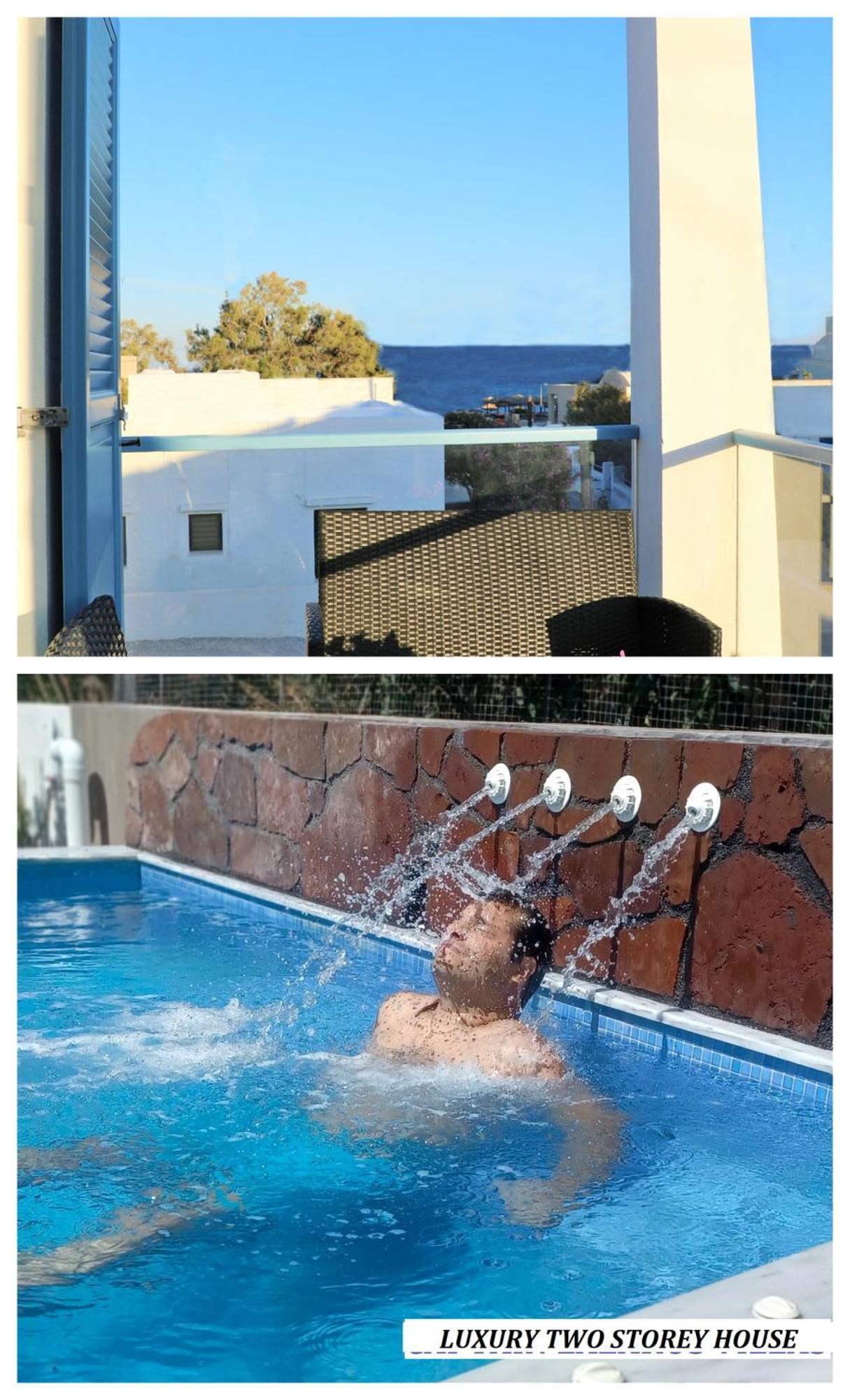 Located By The Sea One Beachfront Private Captain Lazaros Pool Villa With Loft In 750Sqm Spacious Private Plot-Jacuzzi-Sunrelax-Furnished Terace-Gazebo-Private Parking,Sleep 3 Adults And 2 Children, Just Steps From The Black Beach-Seaview 佩里萨 外观 照片