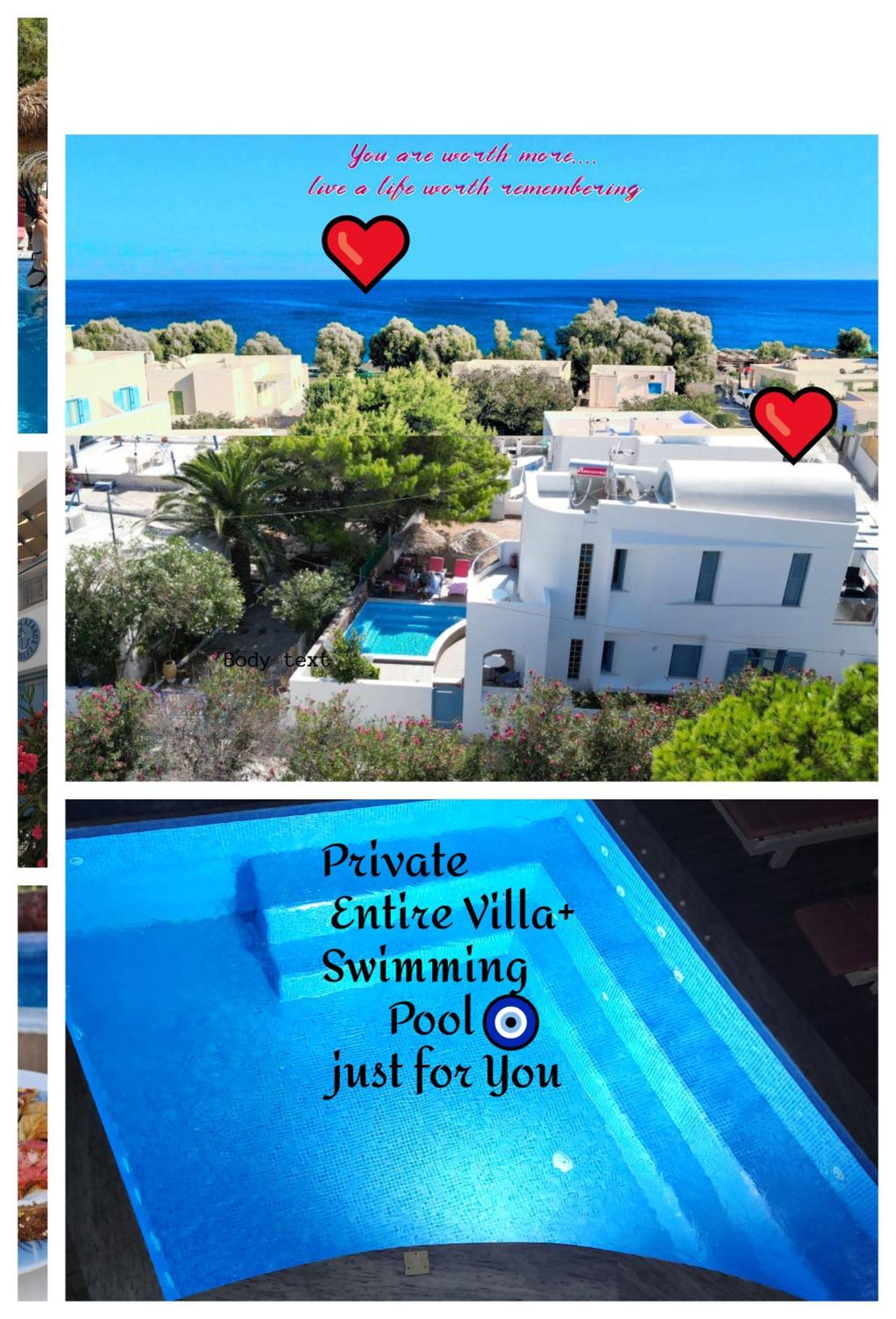 Located By The Sea One Beachfront Private Captain Lazaros Pool Villa With Loft In 750Sqm Spacious Private Plot-Jacuzzi-Sunrelax-Furnished Terace-Gazebo-Private Parking,Sleep 3 Adults And 2 Children, Just Steps From The Black Beach-Seaview 佩里萨 外观 照片