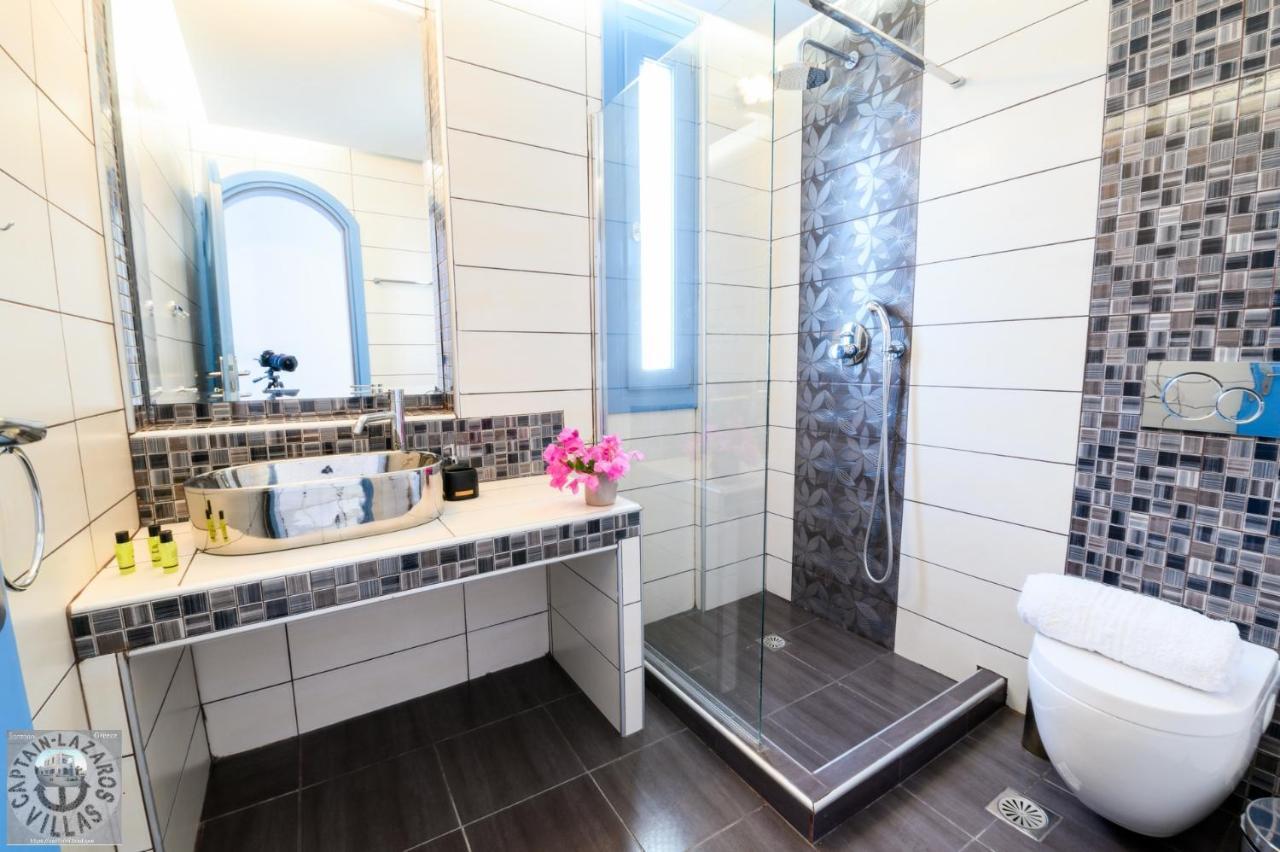 Located By The Sea One Beachfront Private Captain Lazaros Pool Villa With Loft In 750Sqm Spacious Private Plot-Jacuzzi-Sunrelax-Furnished Terace-Gazebo-Private Parking,Sleep 3 Adults And 2 Children, Just Steps From The Black Beach-Seaview 佩里萨 外观 照片